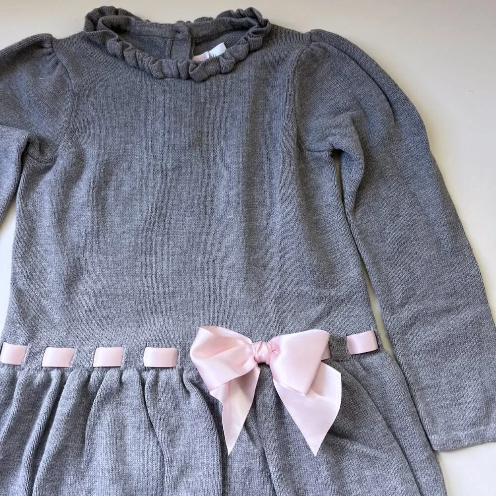 Janie and Jack Bubble Sweater Dress with Ribbon Size 5